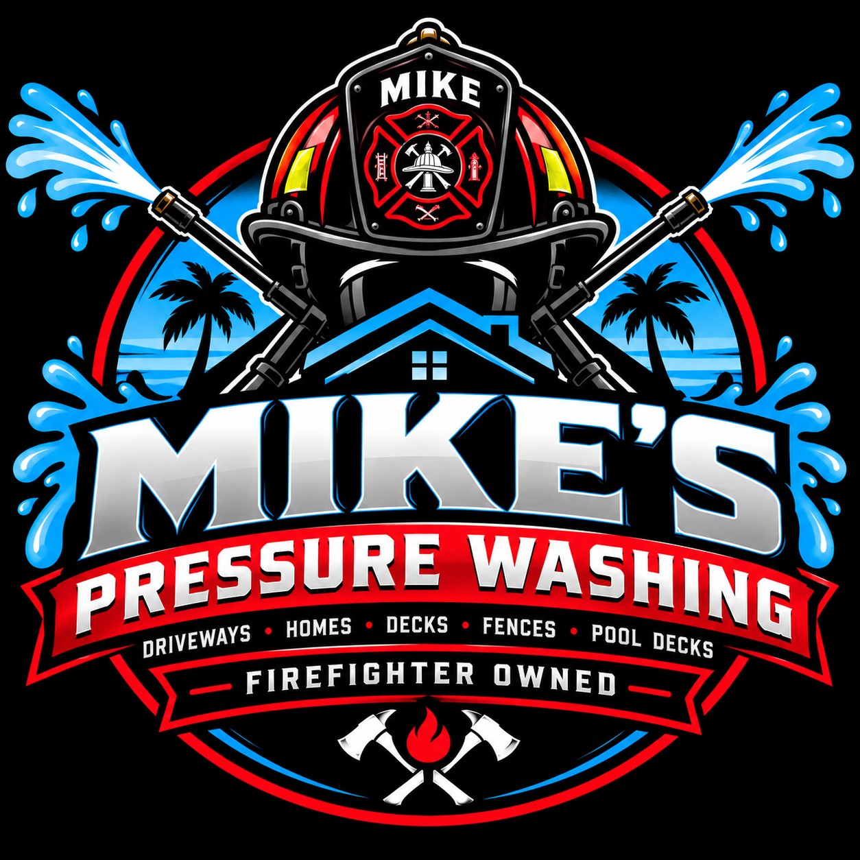 Mike's Pressure Washing firefighter-owned logo